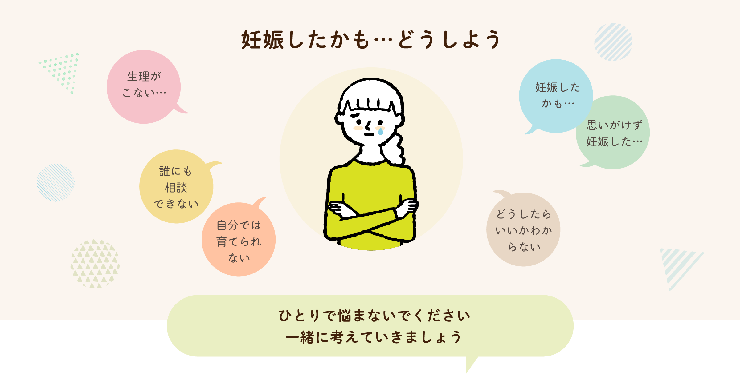 妊娠したかも…どうしよう。ひとりで悩まないでください。一緒に考えていきましょう